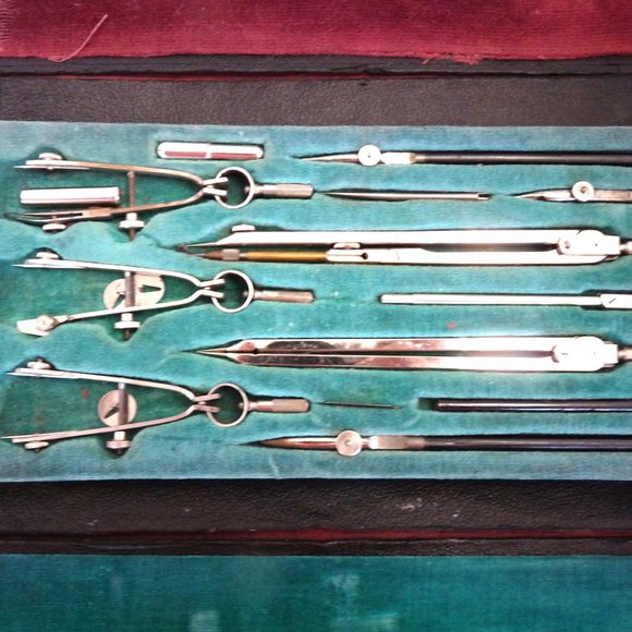 Antique Post Germany drafting set drawing case engineering home schooling tools - Picture 6 of 7